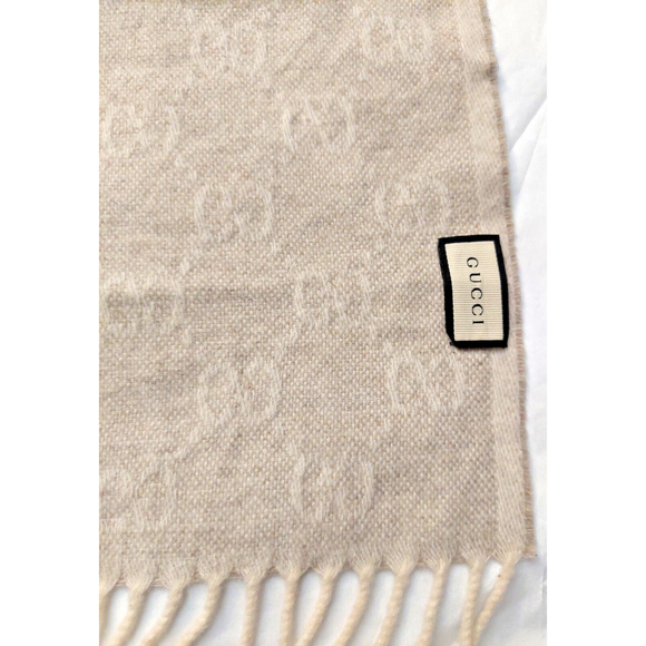 Gucci Classic Beige GG Print Blue & Red Stripe Scarf Pre-owned - Picture 13 of 14